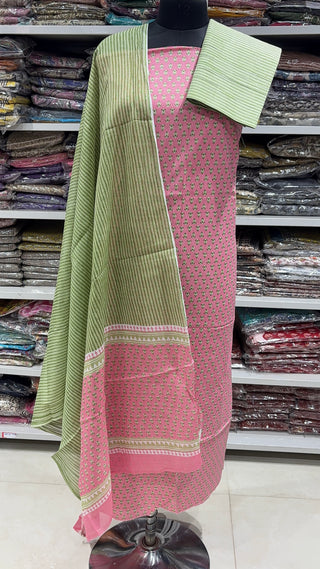Handblock Cotton Suit Material with Cotton Dupatta