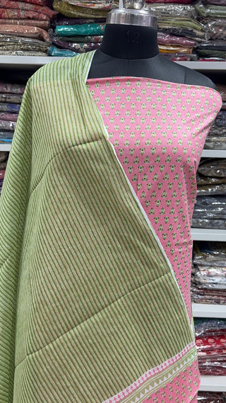 Handblock Cotton Suit Material with Cotton Dupatta