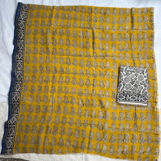 Handblock Chanderi Suit Material with Chanderi Dupatta