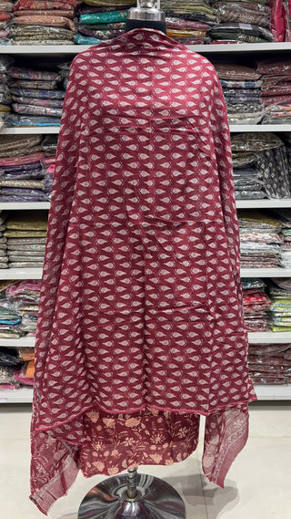 Handblock Cotton Suit Material with Cotton Dupatta