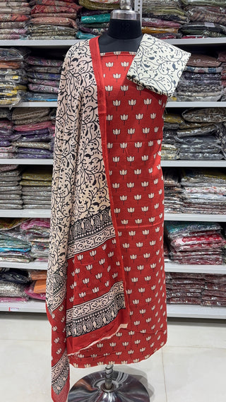 Handblock Cotton Suit Material with Cotton Dupatta