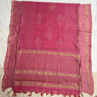 Handblock Chanderi Suit Material with Chanderi Dupatta