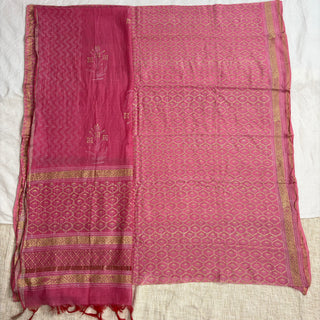 Handblock Chanderi Suit Material with Chanderi Dupatta