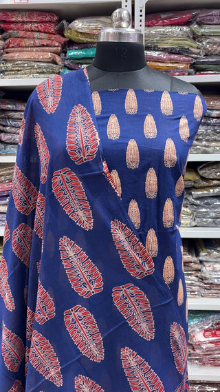 Handblock Cotton Suit Material with Cotton Dupatta