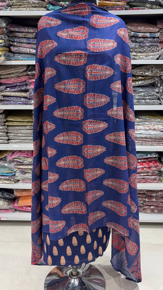 Handblock Cotton Suit Material with Cotton Dupatta