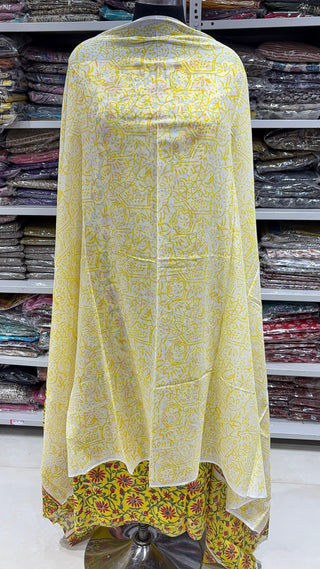Handblock Cotton Suit Material with Cotton Dupatta