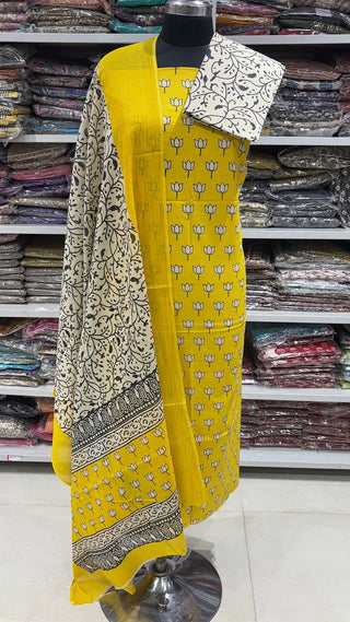 Handblock Cotton Suit Material with Cotton Dupatta