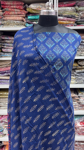 Handblock Cotton Suit Material with Cotton Dupatta
