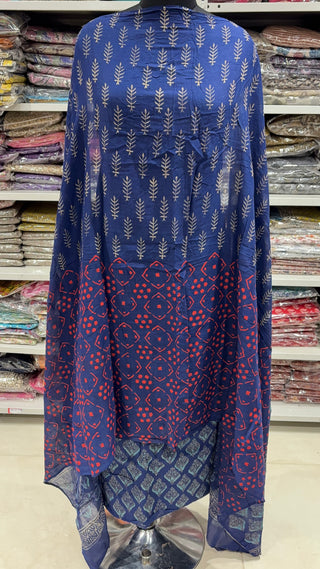 Handblock Cotton Suit Material with Cotton Dupatta