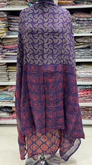 Handblock Cotton Suit Material with Cotton Dupatta