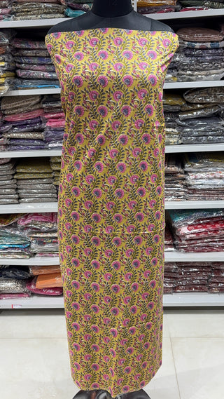 Handblock Cotton Suit Material with Cotton Dupatta