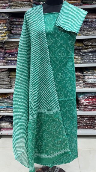 Handblock Cotton Suit Material with Cotton Dupatta