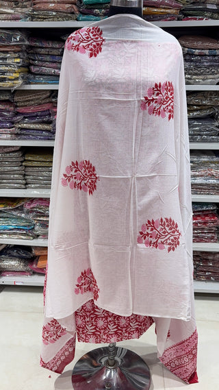 Handblock Cotton Suit Material with Cotton Dupatta