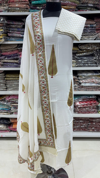 Handblock Cotton Suit Material with Cotton Dupatta