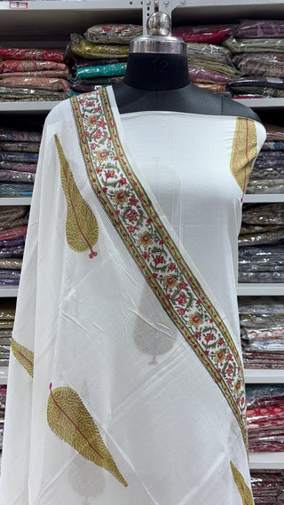 Handblock Cotton Suit Material with Cotton Dupatta