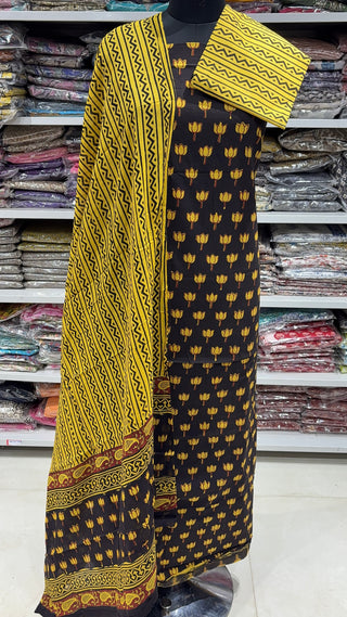 Handblock Cotton Suit Material with Cotton Dupatta