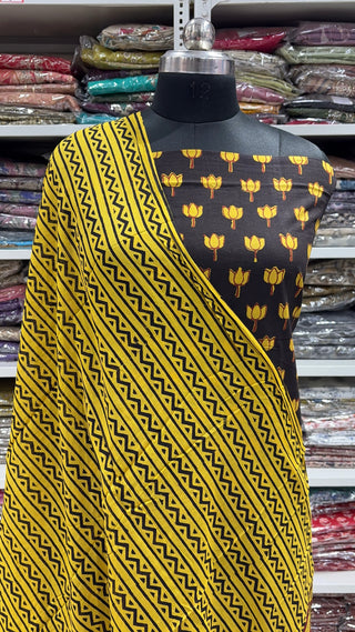 Handblock Cotton Suit Material with Cotton Dupatta