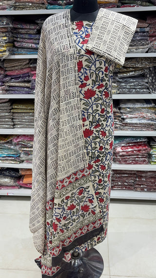 Handblock Cotton Suit Material with Cotton Dupatta