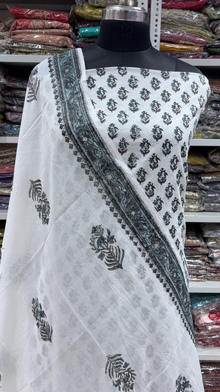Handblock Cotton Suit Material with Cotton Dupatta
