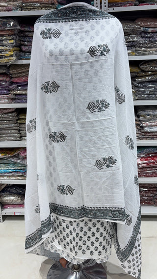 Handblock Cotton Suit Material with Cotton Dupatta