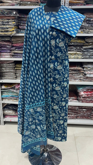 Handblock Cotton Suit Material with Cotton Dupatta