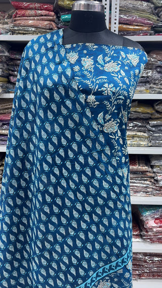 Handblock Cotton Suit Material with Cotton Dupatta