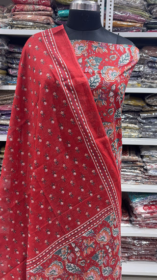 Handblock Cotton Suit Material with Cotton Dupatta