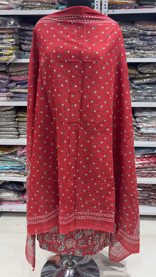 Handblock Cotton Suit Material with Cotton Dupatta