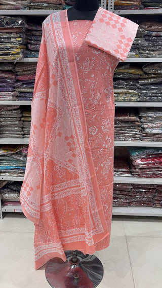 Handblock Cotton Suit Material with Cotton Dupatta