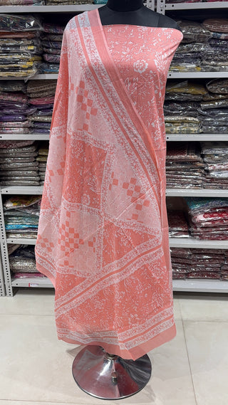 Handblock Cotton Suit Material with Cotton Dupatta