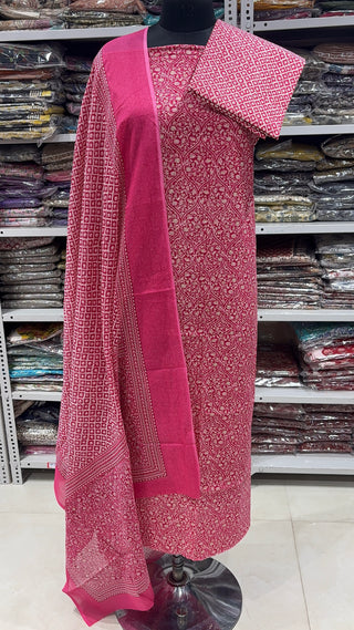 Handblock Cotton Suit Material with Cotton Dupatta