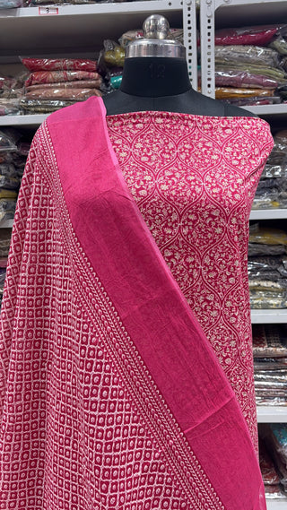 Handblock Cotton Suit Material with Cotton Dupatta