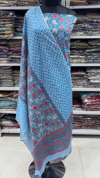 Handblock Cotton Suit Material with Cotton Dupatta