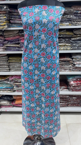 Handblock Cotton Suit Material with Cotton Dupatta