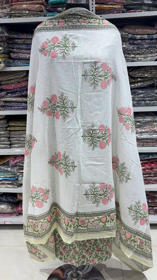 Handblock Cotton Suit Material with Cotton Dupatta