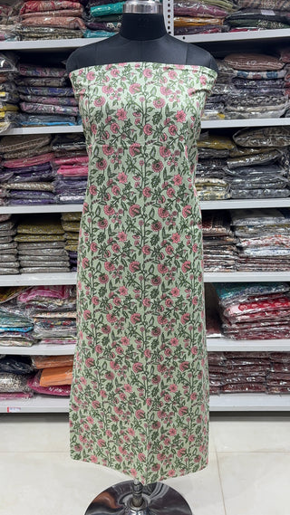 Handblock Cotton Suit Material with Cotton Dupatta