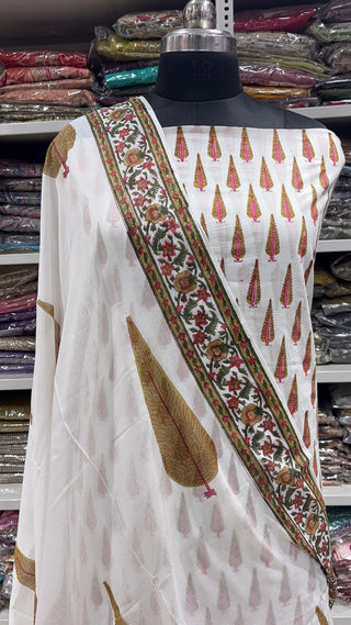 Handblock Cotton Suit Material with Cotton Dupatta