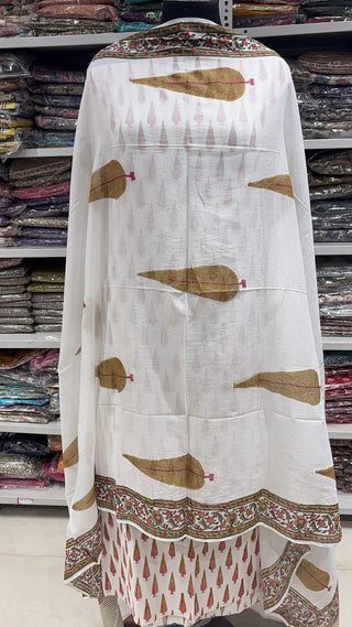 Handblock Cotton Suit Material with Cotton Dupatta