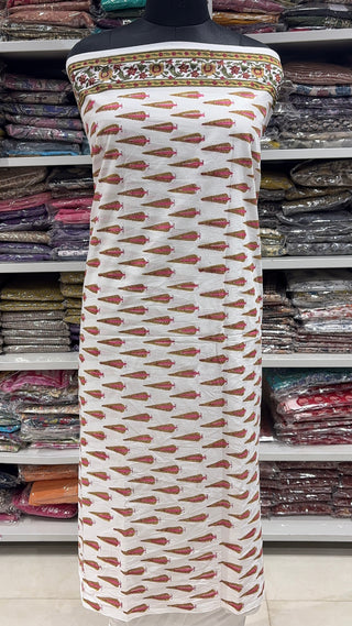 Handblock Cotton Suit Material with Cotton Dupatta