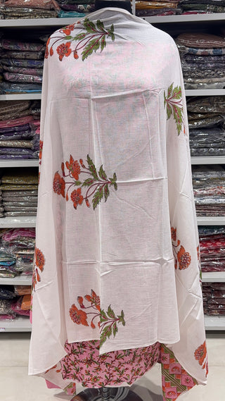 Handblock Cotton Suit Material with Cotton Dupatta
