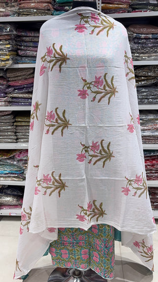 Handblock Cotton Suit Material with Cotton Dupatta