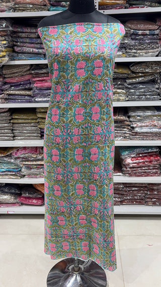 Handblock Cotton Suit Material with Cotton Dupatta