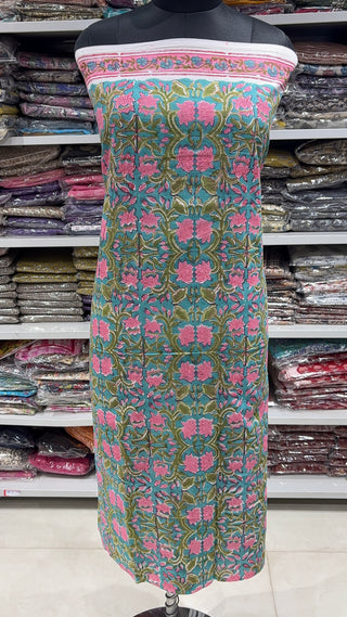 Handblock Cotton Suit Material with Cotton Dupatta