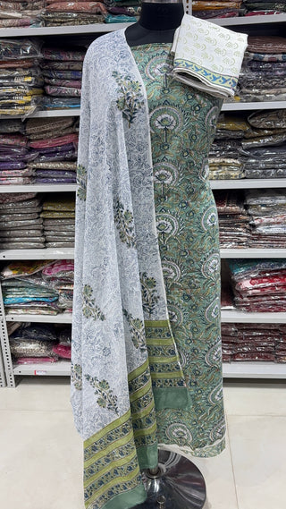 Handblock Cotton Suit Material with Cotton Dupatta