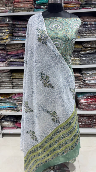Handblock Cotton Suit Material with Cotton Dupatta
