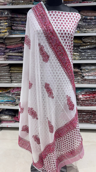 Handblock Cotton Suit Material with Cotton Dupatta