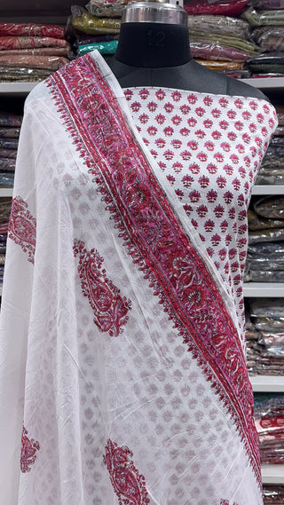 Handblock Cotton Suit Material with Cotton Dupatta