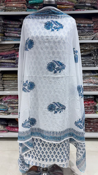 Handblock Cotton Suit Material with Cotton Dupatta