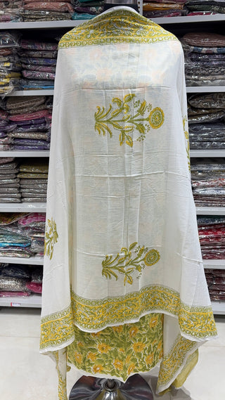 Handblock Cotton Suit Material with Cotton Dupatta