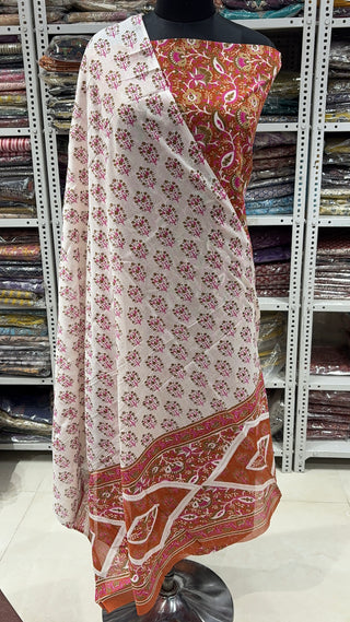 Handblock Cotton Suit Material with Cotton Dupatta